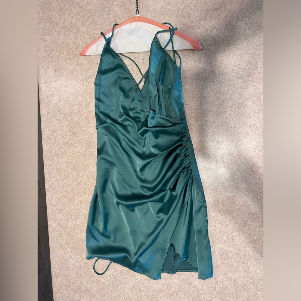 Blue Blush Satin Dress